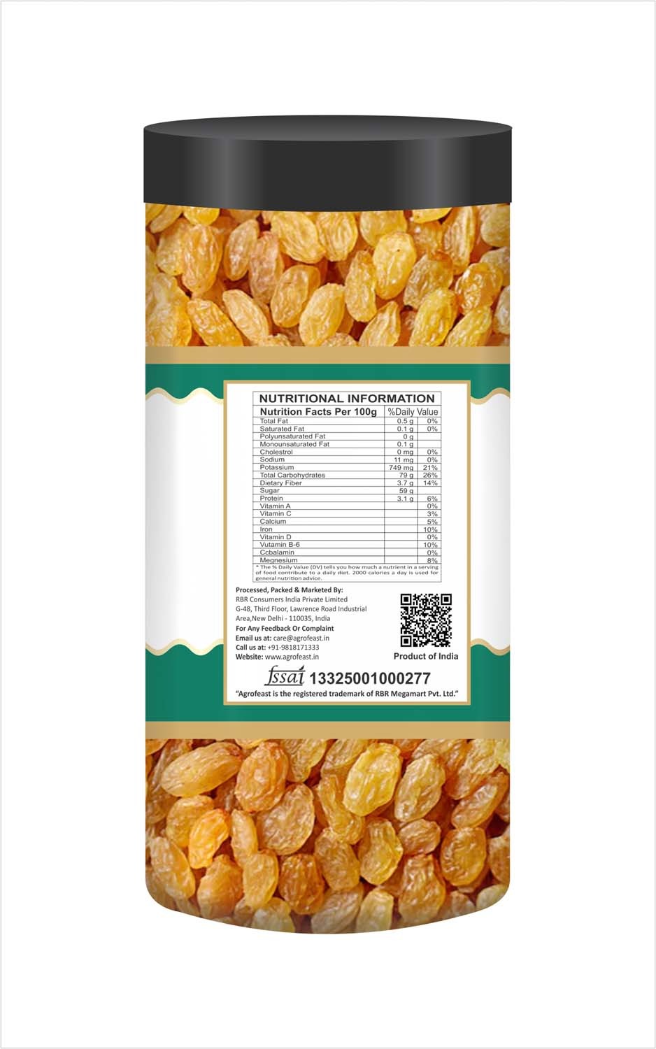 Agrofeast Golden Raisins - 500g