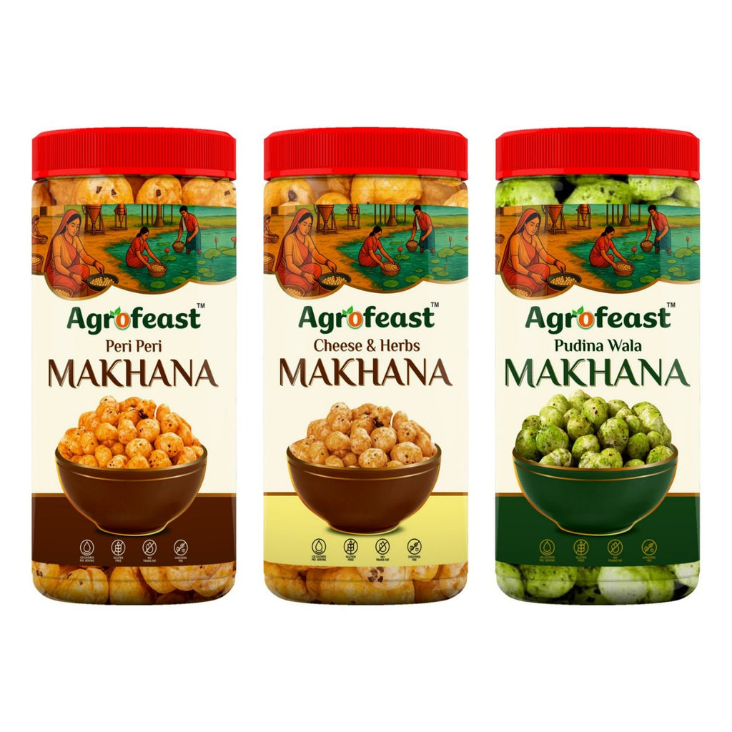 Agrofeast Peri Peri / Cheese Herbs / Pudina wala  Makhana (80g x3)